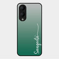 Customize Name Gradient Glass Case Cover Green For Vivo Y28 5G