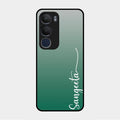 Customize Name Gradient Glass Case Cover Green For Vivo Y29 5G