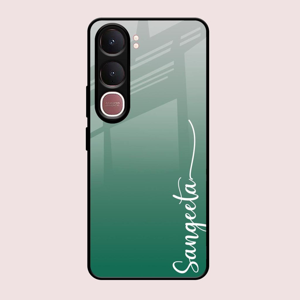 Customize Name Gradient Glass Case Cover Green For Vivo Y31 5G