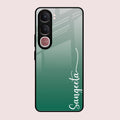 Customize Name Gradient Glass Case Cover Green For Vivo Y31 5G