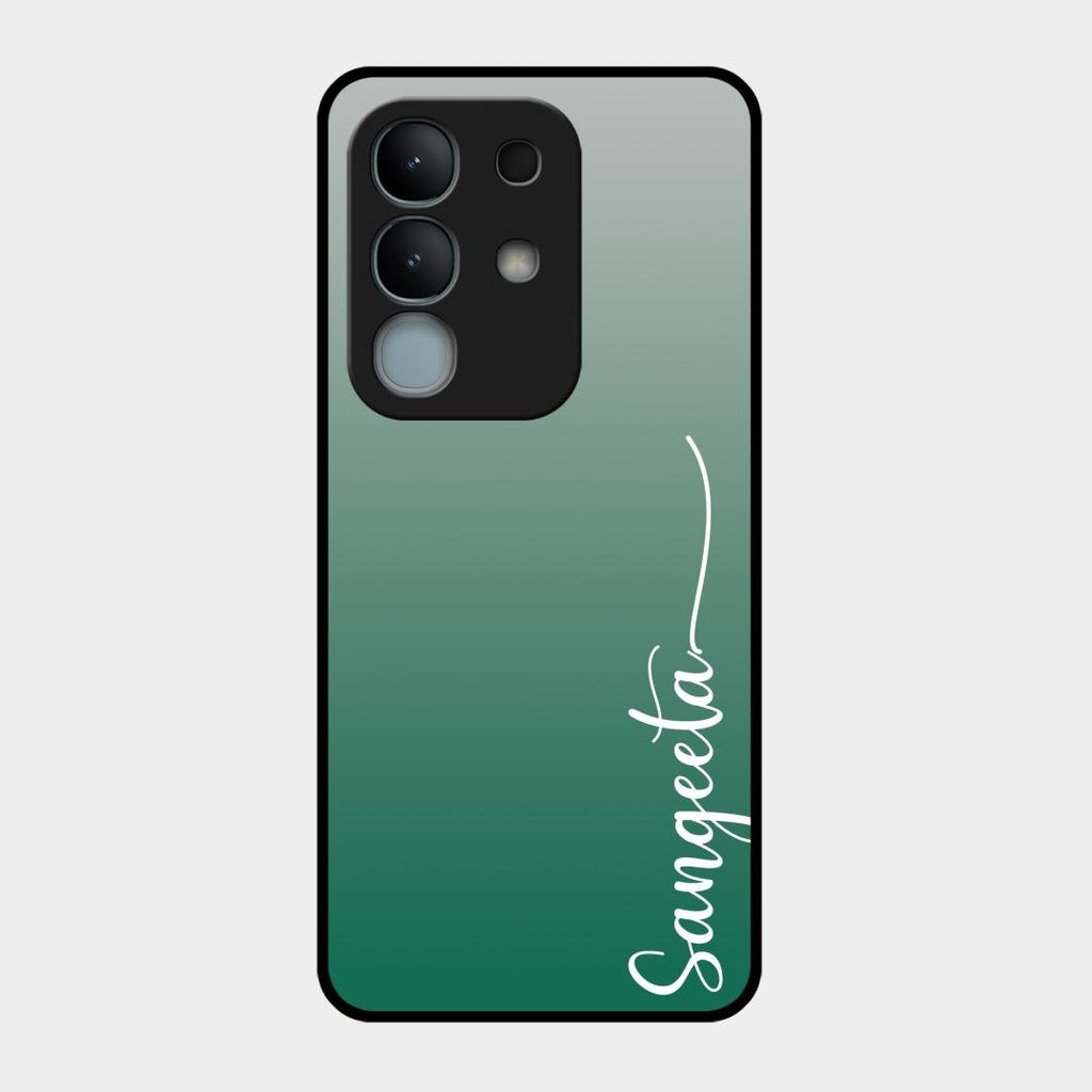 Customize Name Gradient Glass Case Cover Green For Vivo Y31 Pro 5G