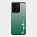Customize Name Gradient Glass Case Cover Green For Vivo Y35