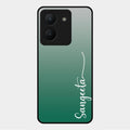 Customize Name Gradient Glass Case Cover Green For Vivo Y36