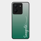 Customize Name Gradient Glass Case Cover Green For Vivo Y36