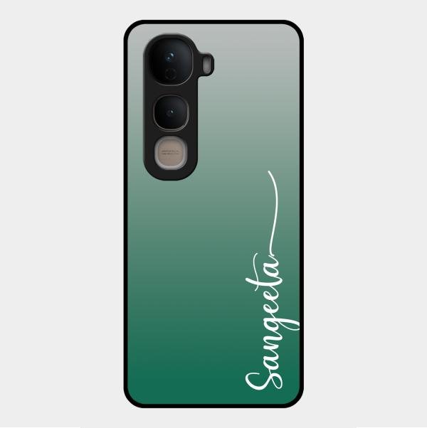 Customize Name Gradient Glass Case Cover Green For Vivo Y400 5G