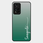 Customize Name Gradient Glass Case Cover Green For Xiaomi 11I 5G