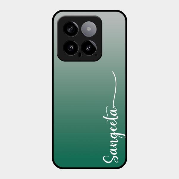 Customize Name Gradient Glass Case Cover Green For Xiaomi 14 5G