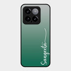 Customize Name Gradient Glass Case Cover Green For Xiaomi 14 5G