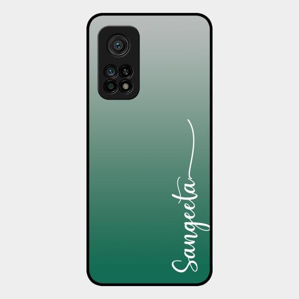 Customize Name Gradient Glass Case Cover Green For Xiaomi Mi 10T Pro 5G