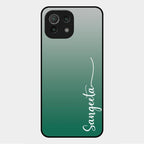 Customize Name Gradient Glass Case Cover Green For Xiaomi Mi 11 Lite