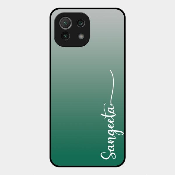 Customize Name Gradient Glass Case Cover Green For Xiaomi Mi 11 Lite