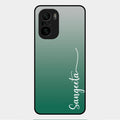 Customize Name Gradient Glass Case Cover Green For Xiaomi Mi 11X 5G