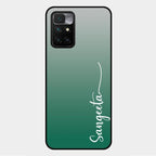 Customize Name Gradient Glass Case Cover Green For Xiaomi Redmi 10 Prime