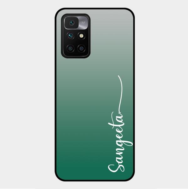 Customize Name Gradient Glass Case Cover Green For Xiaomi Redmi 10 Prime