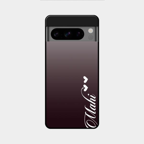 Customize Name Gradient Glass Case Cover Grey For Google Pixel 8 Pro 5G