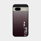 Customize Name Gradient Glass Case Cover Grey For Google Pixel 8A 5G