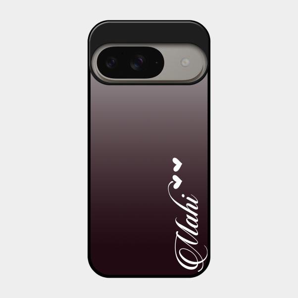 Customize Name Gradient Glass Case Cover Grey For Google Pixel 9 5G