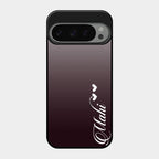 Customize Name Gradient Glass Case Cover Grey For Google Pixel 9 Pro 5G
