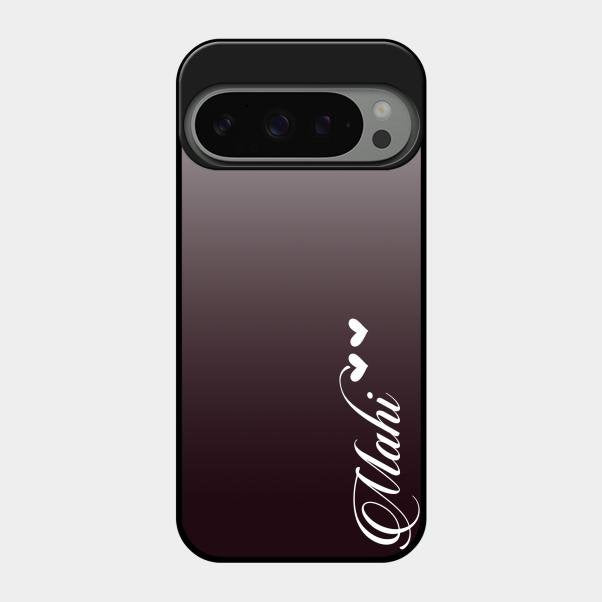 Customize Name Gradient Glass Case Cover Grey For Google Pixel 9 Pro 5G