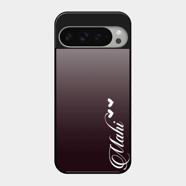 Customize Name Gradient Glass Case Cover Grey For Google Pixel 9 Pro Xl