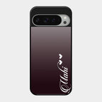 Customize Name Gradient Glass Case Cover Grey For Google Pixel 9 Pro Xl