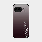 Customize Name Gradient Glass Case Cover Grey For Google Pixel 9A 5G