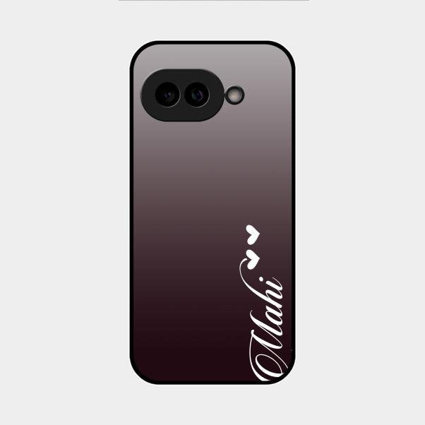 Customize Name Gradient Glass Case Cover Grey For Google Pixel 9A 5G