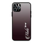 Customize Name Gradient Glass Case Cover Grey For iPhone 11 Pro Max