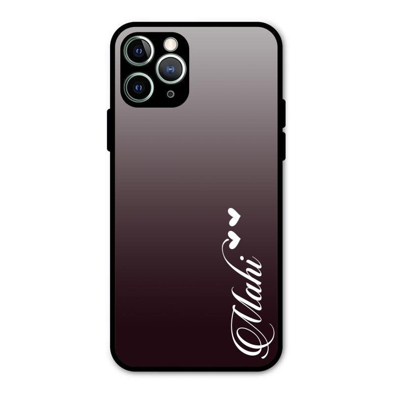Customize Name Gradient Glass Case Cover Grey For iPhone 11 Pro Max