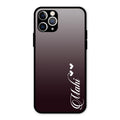 Customize Name Gradient Glass Case Cover Grey For iPhone 11 Pro