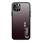 Customize Name Gradient Glass Case Cover Grey For iPhone 11 Pro