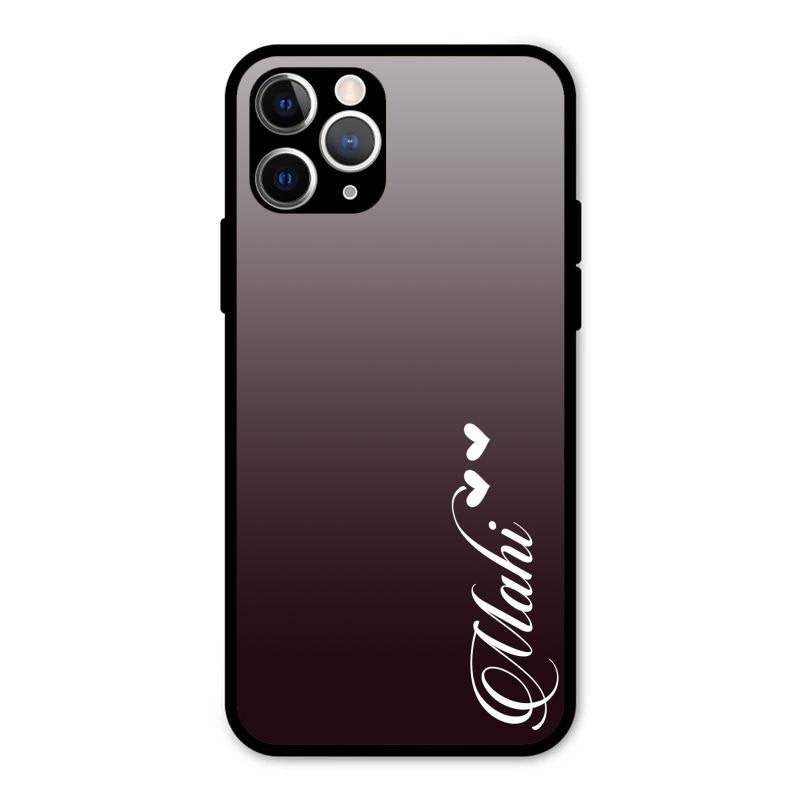 Customize Name Gradient Glass Case Cover Grey For iPhone 11 Pro