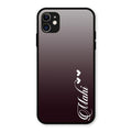 Customize Name Gradient Glass Case Cover Grey For iPhone 11