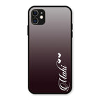 Customize Name Gradient Glass Case Cover Grey For iPhone 11