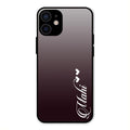 Customize Name Gradient Glass Case Cover Grey For iPhone 12 mini
