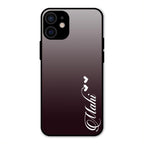 Customize Name Gradient Glass Case Cover Grey For iPhone 12 mini