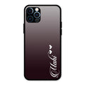 Customize Name Gradient Glass Case Cover Grey For iPhone 12 Pro Max