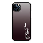 Customize Name Gradient Glass Case Cover Grey For iPhone 12 Pro