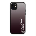 Customize Name Gradient Glass Case Cover Grey For iPhone 12