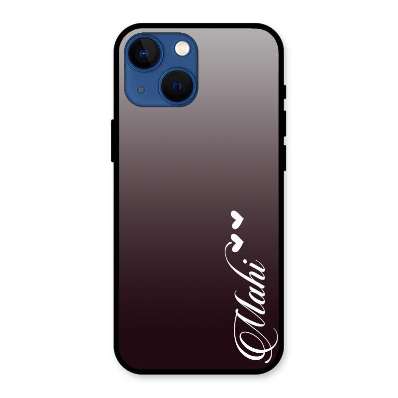 Customize Name Gradient Glass Case Cover Grey For iPhone 13 mini