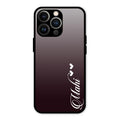 Customize Name Gradient Glass Case Cover Grey For iPhone 13 Pro Max