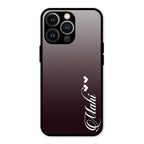 Customize Name Gradient Glass Case Cover Grey For iPhone 13 Pro Max