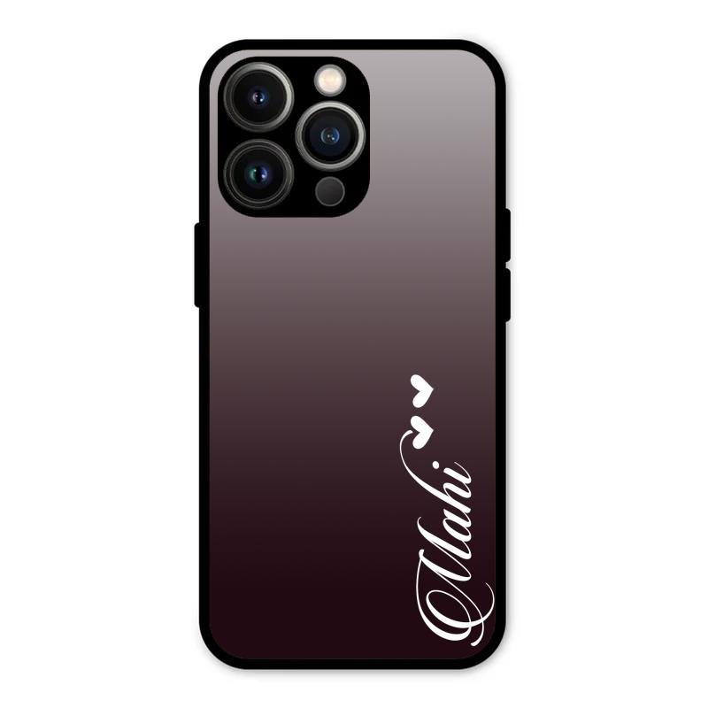 Customize Name Gradient Glass Case Cover Grey For iPhone 13 Pro Max