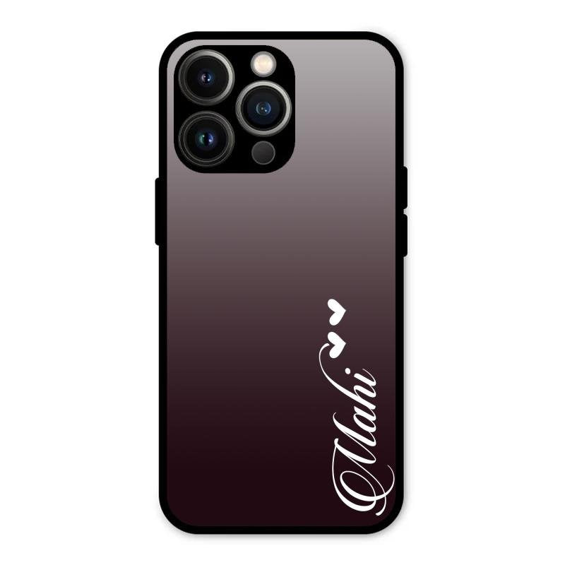 Customize Name Gradient Glass Case Cover Grey For iPhone 13 Pro