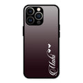 Customize Name Gradient Glass Case Cover Grey For iPhone 13 Pro