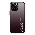 Customize Name Gradient Glass Case Cover Grey For iPhone 13 Pro