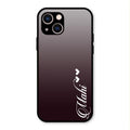 Customize Name Gradient Glass Case Cover Grey For iPhone 13