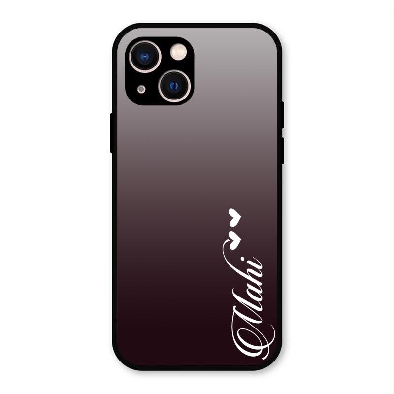 Customize Name Gradient Glass Case Cover Grey For iPhone 13