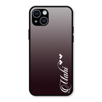 Customize Name Gradient Glass Case Cover Grey For iPhone 14 Plus