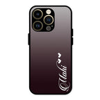 Customize Name Gradient Glass Case Cover Grey For iPhone 14 Pro Max